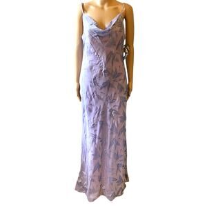 Vintage NightWay Collections Lavender Flock Cocktail Formal Evening MaxiDress 12
